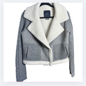Zara Jacket Women's Cozy Gray and Cream Teddy Jacket Size Small